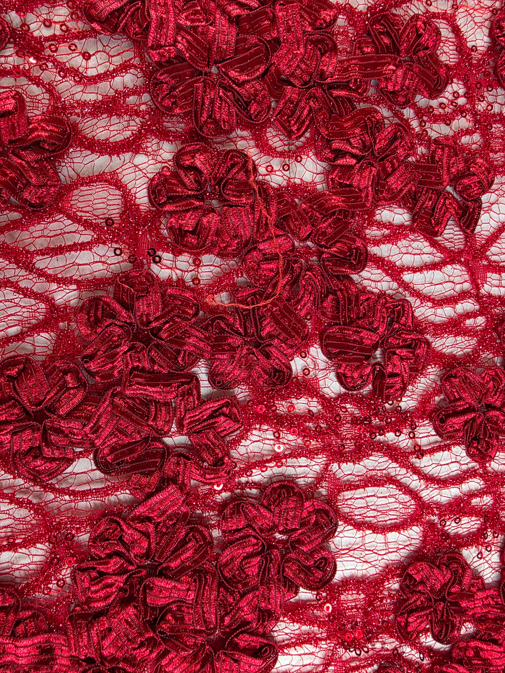 Tul Bordado Diseño Floral Con Lentejuela Color Vino -HH198 ideal para vestidos de noche de boda y de XV años