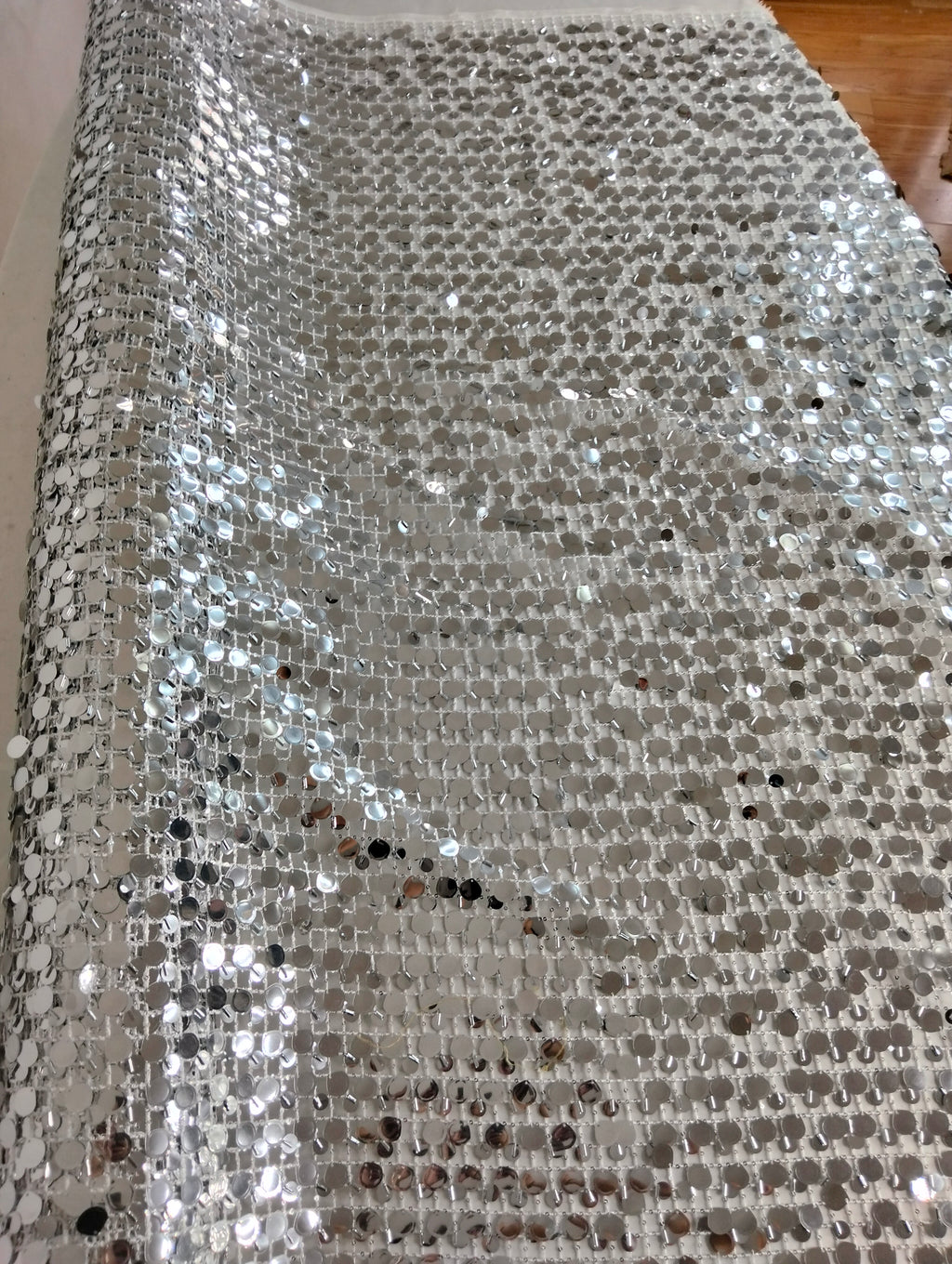 Tul Bordado De Lentejuela Grande Color Gris-Plata -HH219 ideal para vestidos de noche y de XV años
