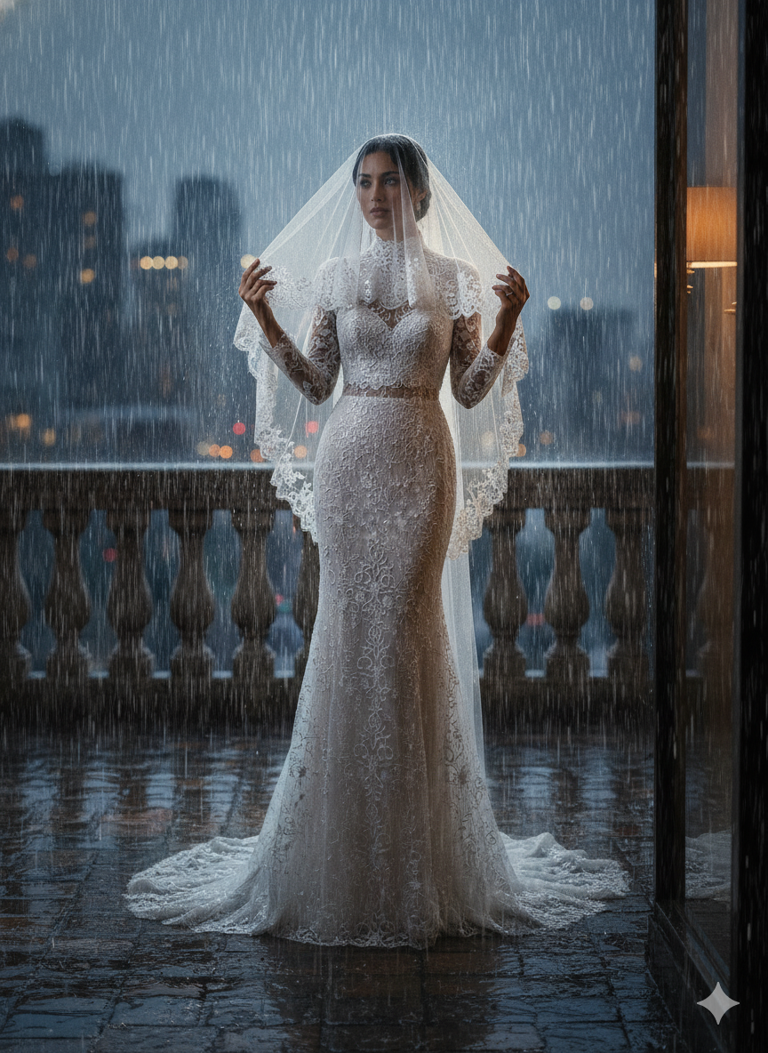 Tul bordado color hueso H099, ideal para vestidos de noche de boda y de XV años