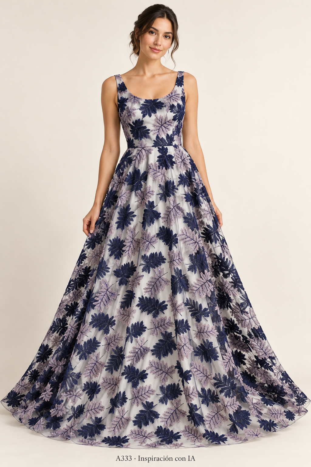 A333: vestido de inspiración con IA basado en esta tela. Se vende tela por metro.