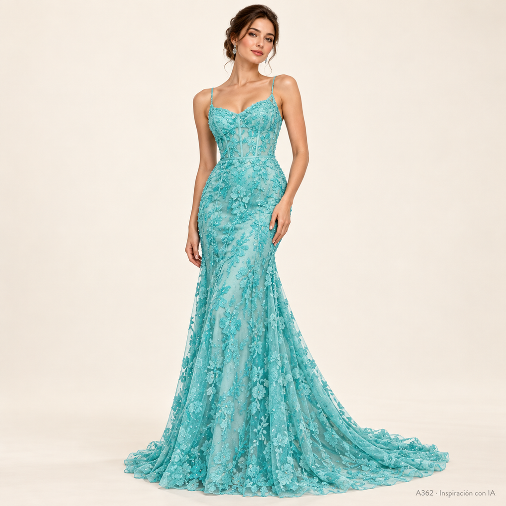 A362: vestido de inspiración con IA basado en esta tela. Se vende tela por metro.