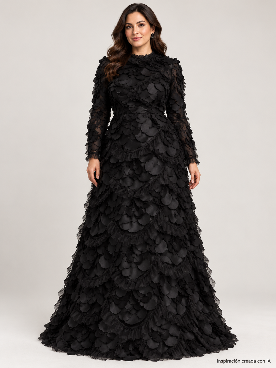 Inspiración creada con IA: vestido con tela A610 negro