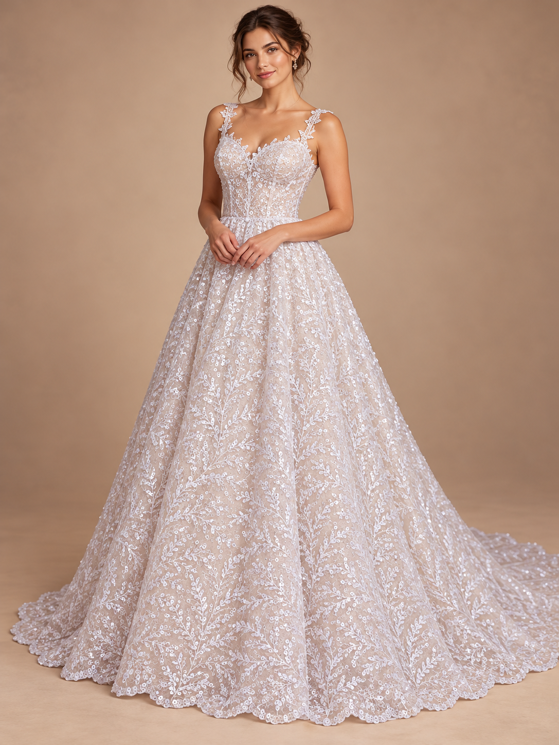 A845blanco · Inspiración de vestido generada con IA. Se vende tela por metro.