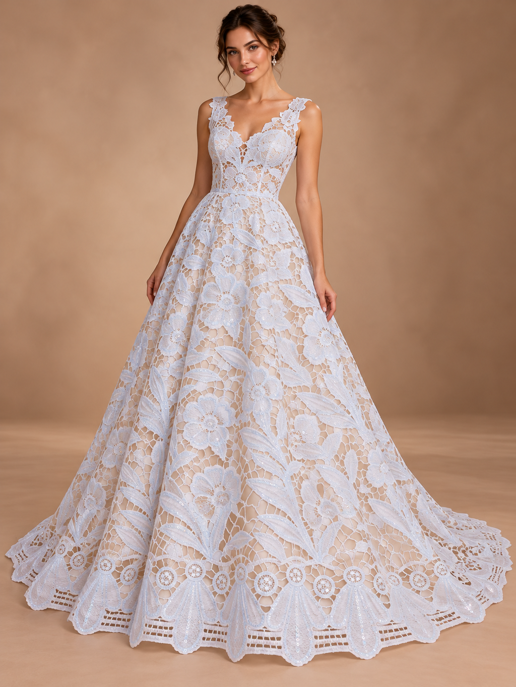 A889blanco · Inspiración de vestido generada con IA. Se vende tela por metro.