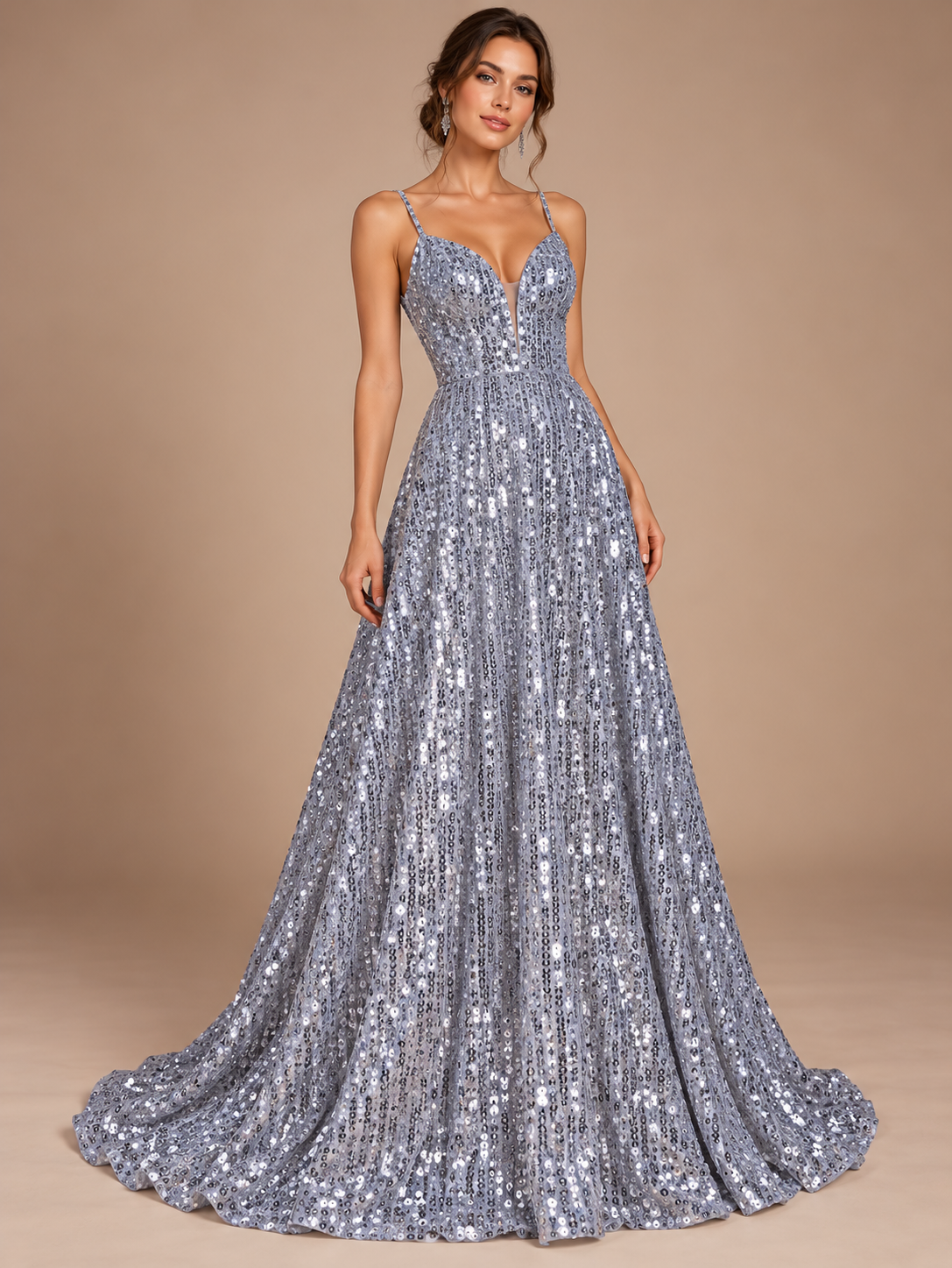 A913plata · Inspiración de vestido generada con IA. Se vende tela por metro.