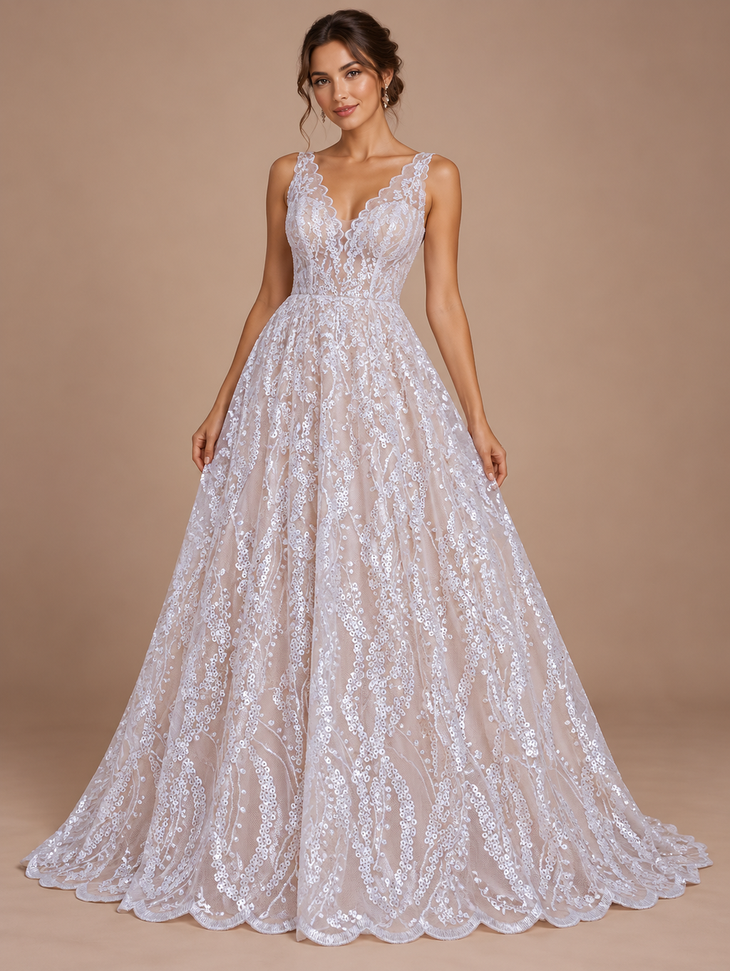 A925blanco · Inspiración de vestido generada con IA. Se vende tela por metro.