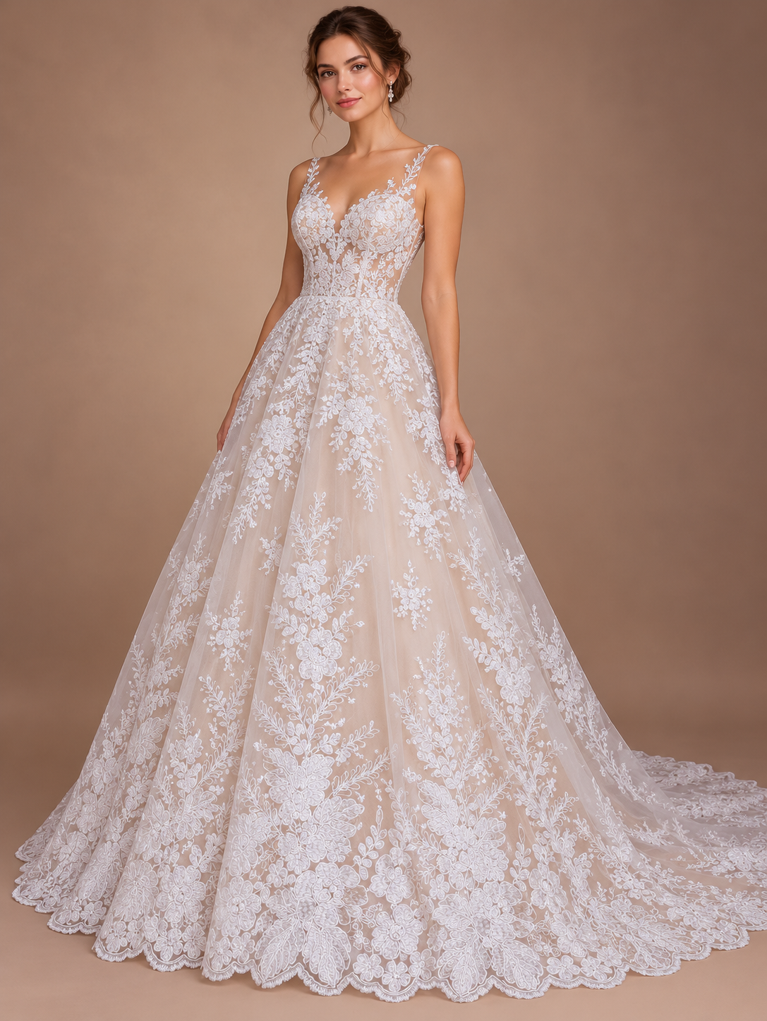 A961hueso · Inspiración de vestido generada con IA. Se vende tela por metro.