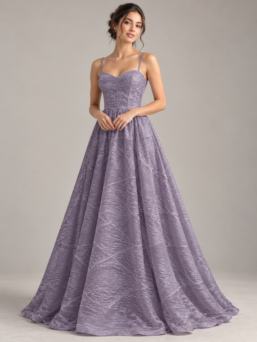 Vestido ilustrativo generado con IA — Tela Con Textura Color Malva - HH233 ideal para vestidos de noche y de XV años