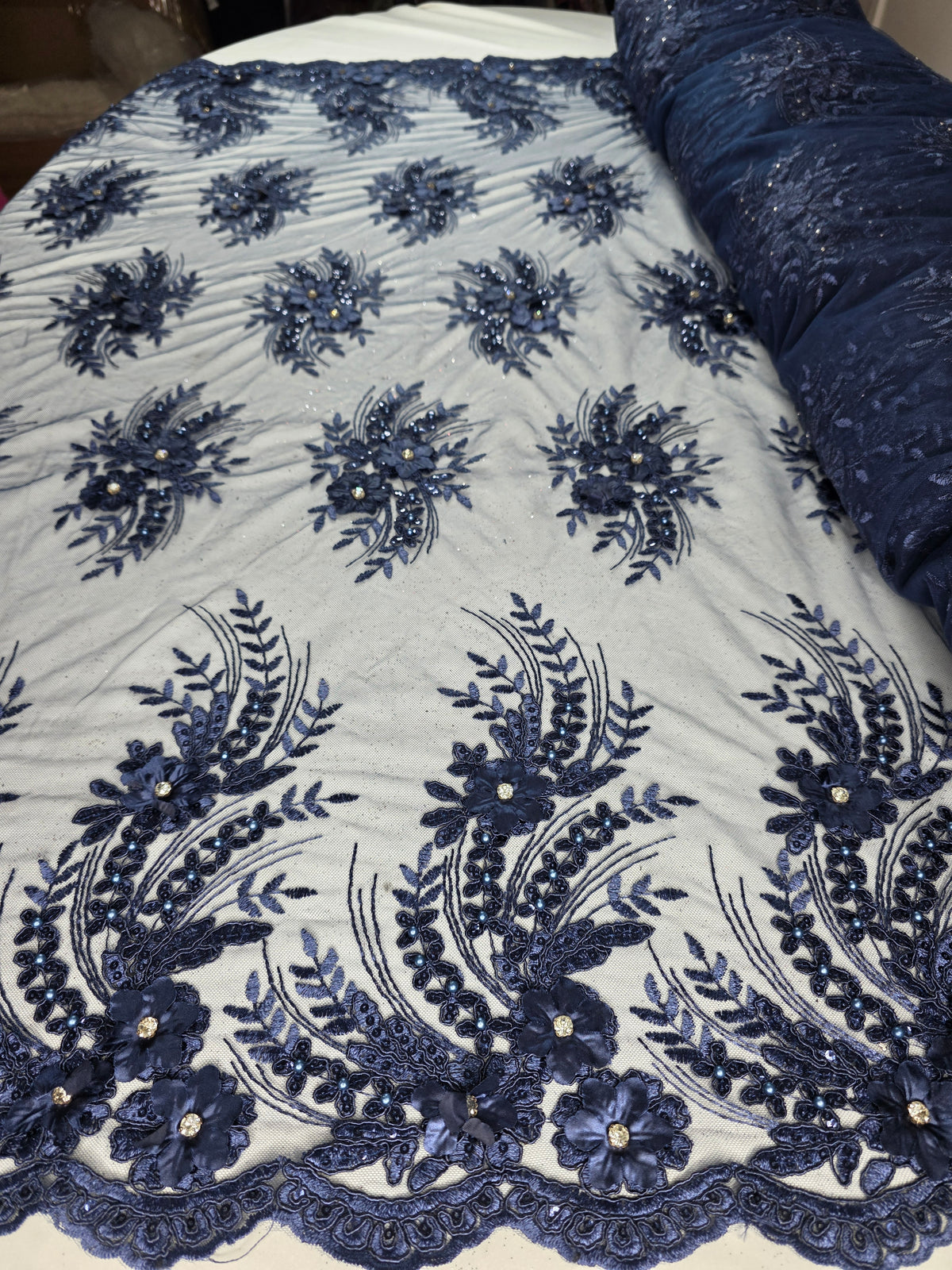 HH267 MARINO: fotografía real del tejido y color exacto. Ceremonia Textil. Se vende tela por metro.