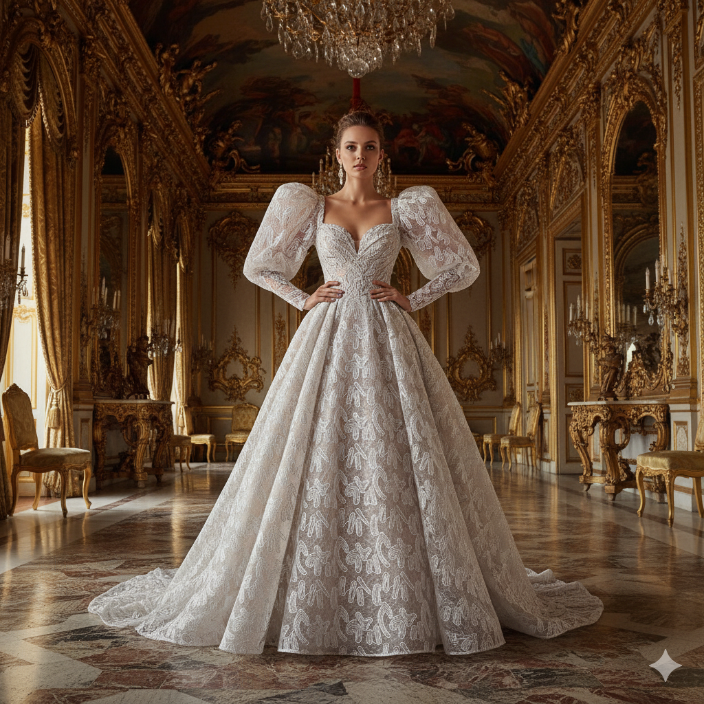 Tul bordado color hueso A164, ideal para vestidos de noche de boda y de XV años