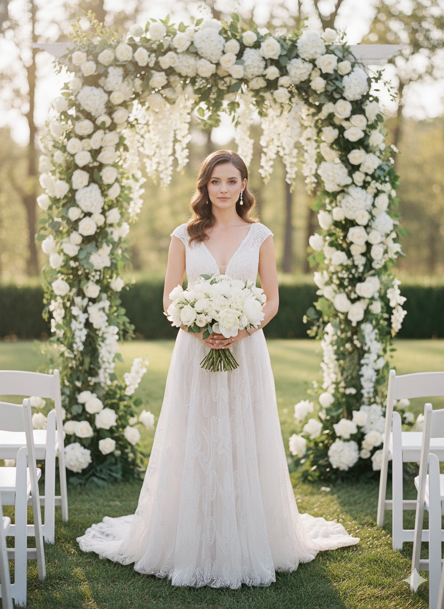 Tul bordado color blanco A164, ideal para vestidos de noche de boda y de XV años