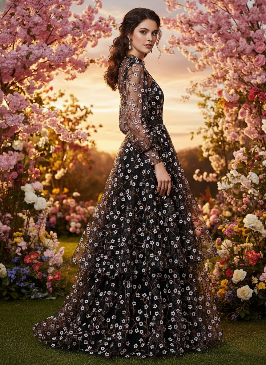 Tul bordado color rosa A621, ideal para vestidos de noche de boda y de XV años