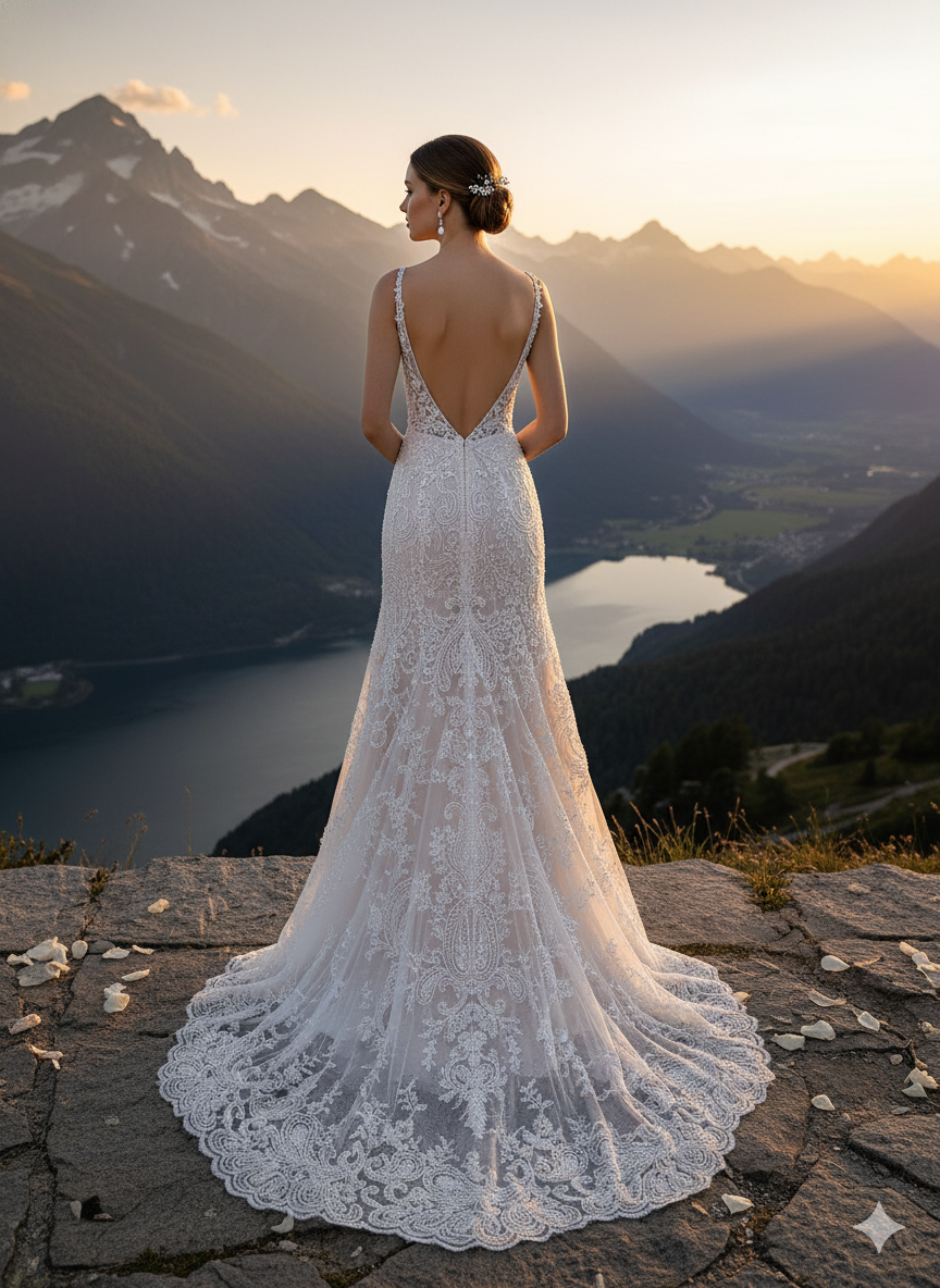 Tul bordado color hueso A884, ideal para vestidos de noche de boda y de XV años