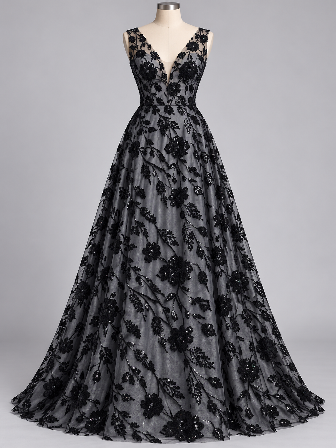 Inspiración de vestido generada con IA: FR930 color Negro; se vende la tela.