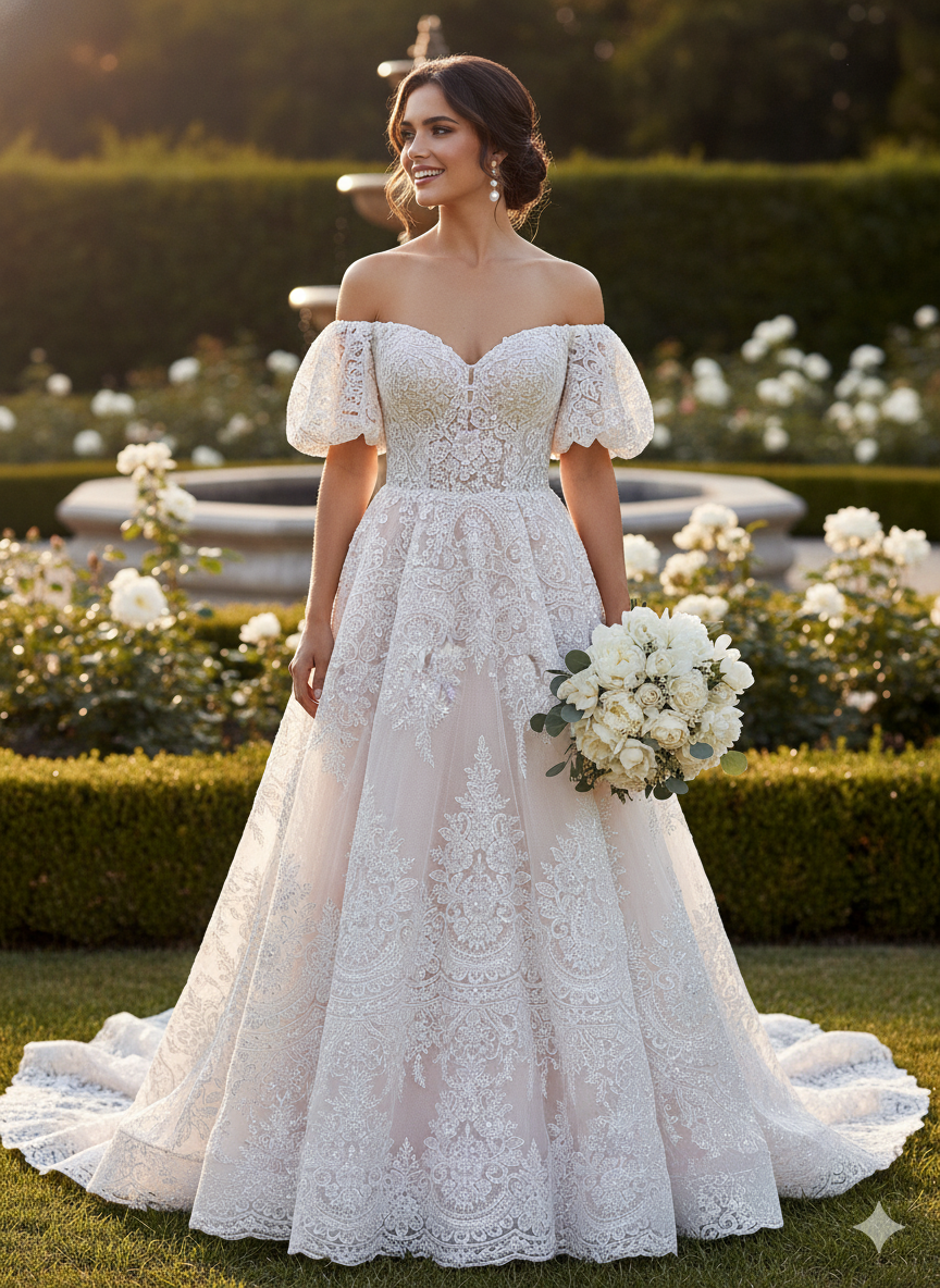 Tul bordado color blanco A948, ideal para vestidos de noche de boda y de XV años