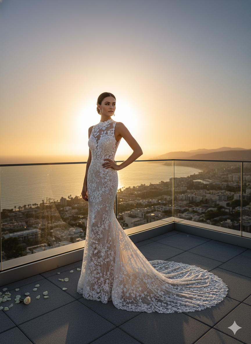 Tul bordado color blanco A986, ideal para vestidos de noche de boda y de XV años