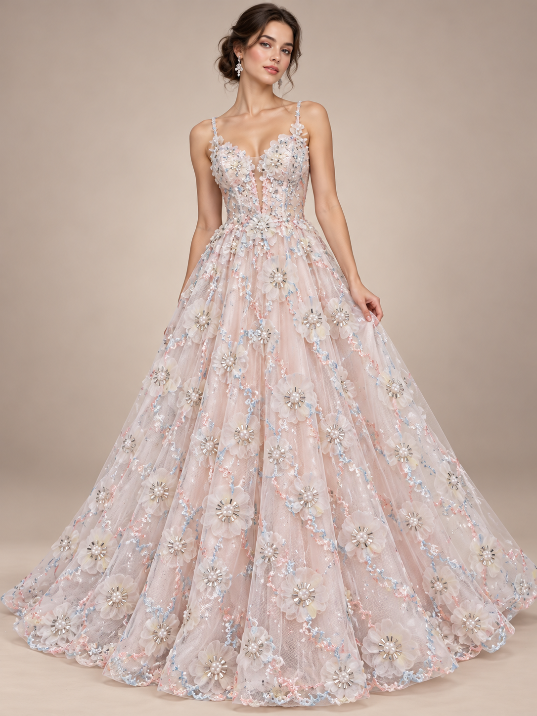 H029 · Inspiración de vestido generada con IA. Se vende tela por metro.