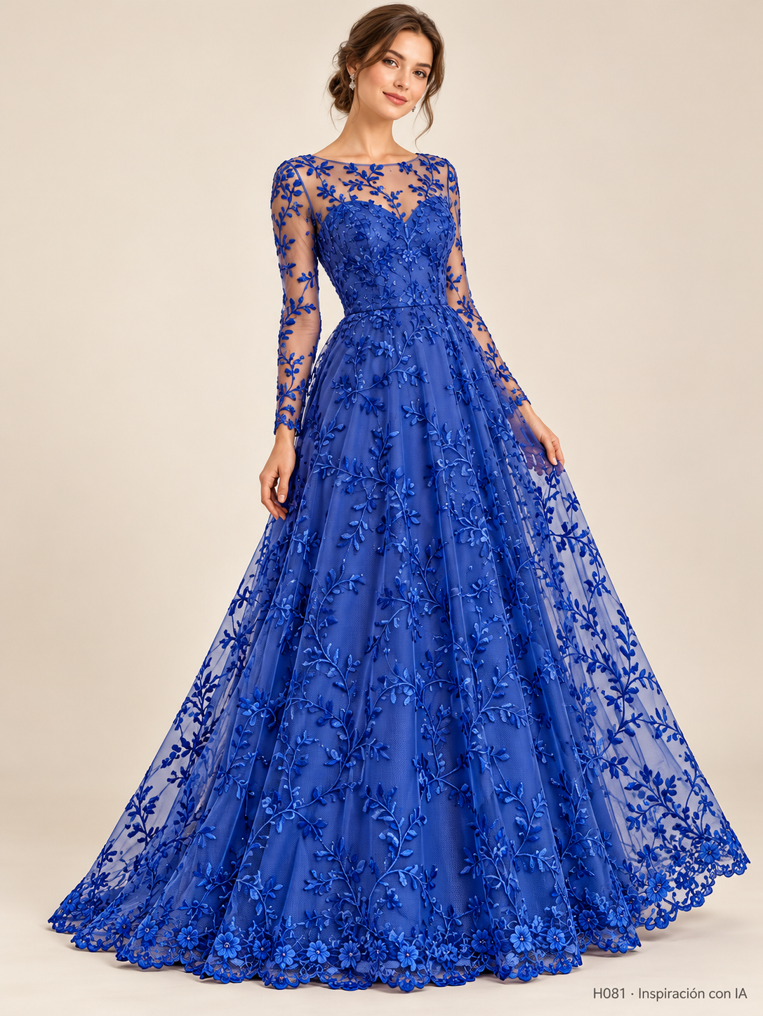 H081: vestido de inspiración con IA basado en esta tela. Se vende tela por metro.