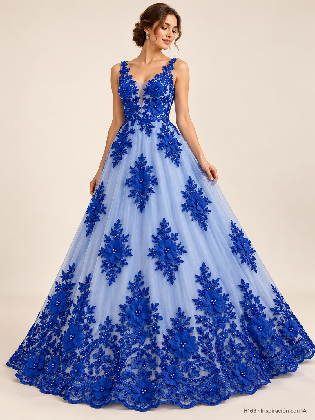 H163: vestido de inspiración con IA basado en esta tela. Se vende tela por metro.
