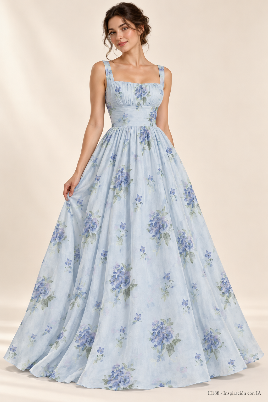 H188: vestido de inspiración con IA basado en esta tela. Se vende tela por metro.