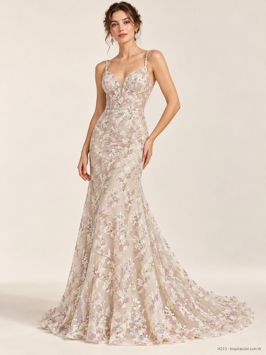 H213: vestido de inspiración con IA basado en esta tela. Se vende tela por metro.
