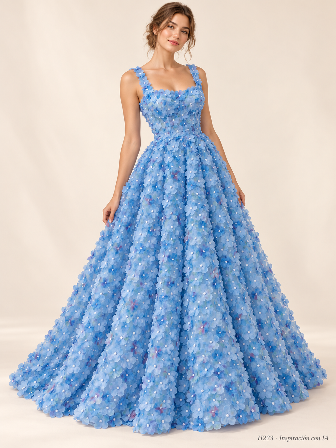 H223: vestido de inspiración con IA basado en esta tela. Se vende tela por metro.