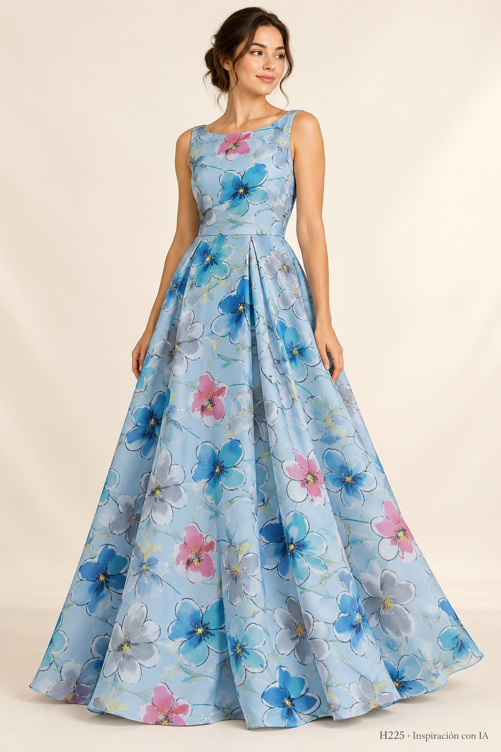 H225: vestido de inspiración con IA basado en esta tela. Se vende tela por metro.