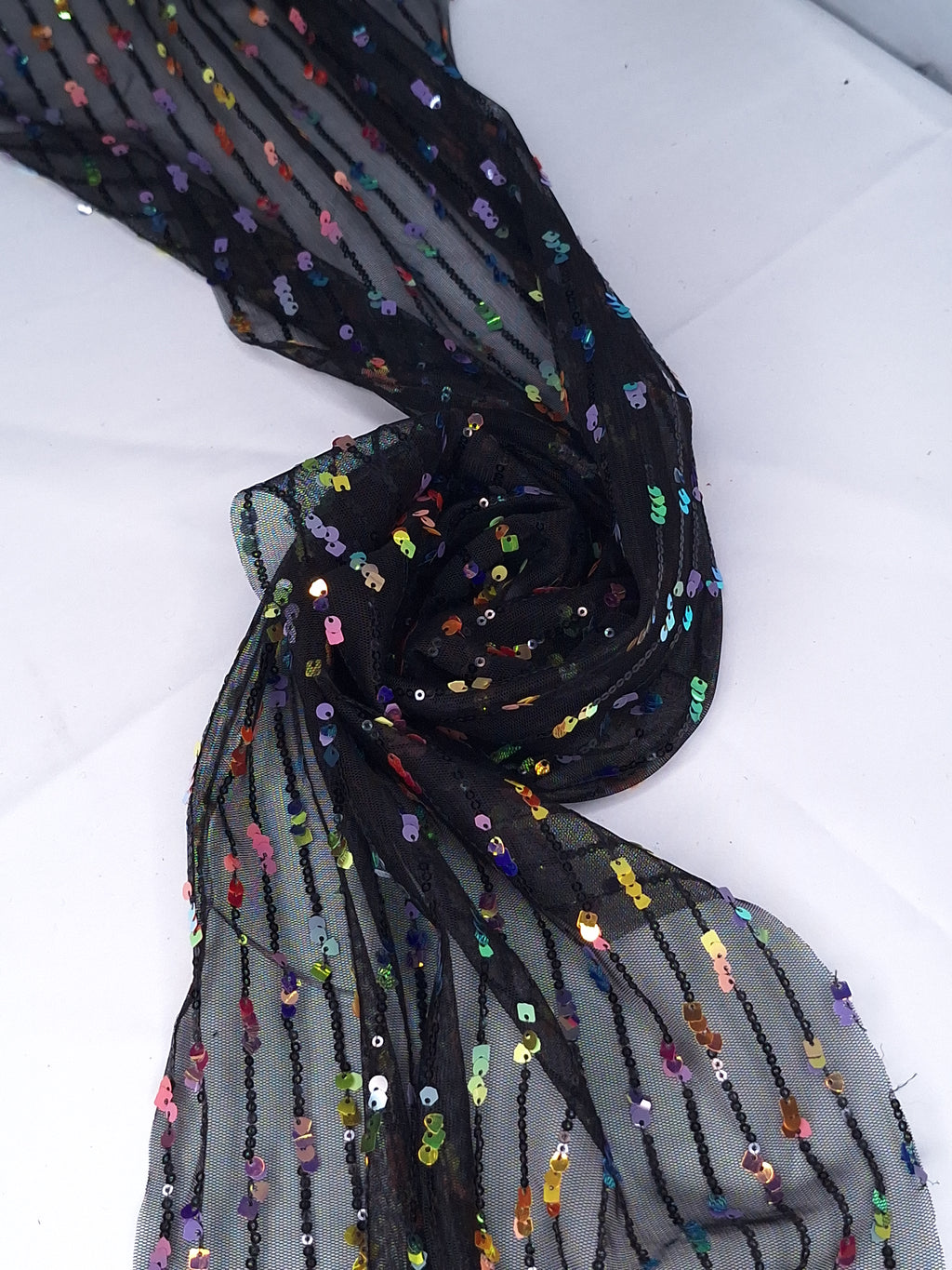 Tul bordado color negro H077, ideal para vestidos de noche de boda y de XV años