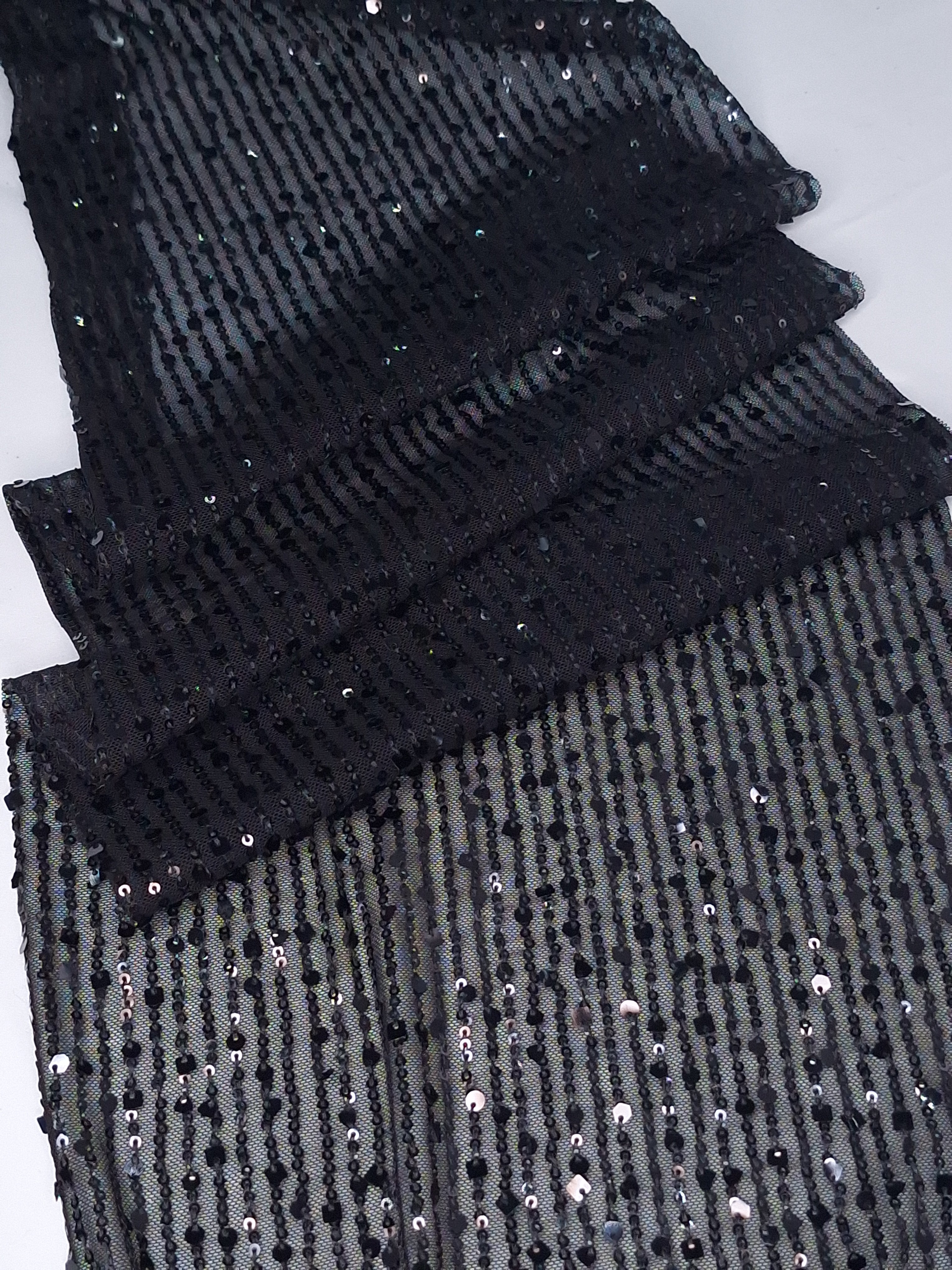 Tul bordado color negro H078, ideal para vestidos de noche de boda y de XV años