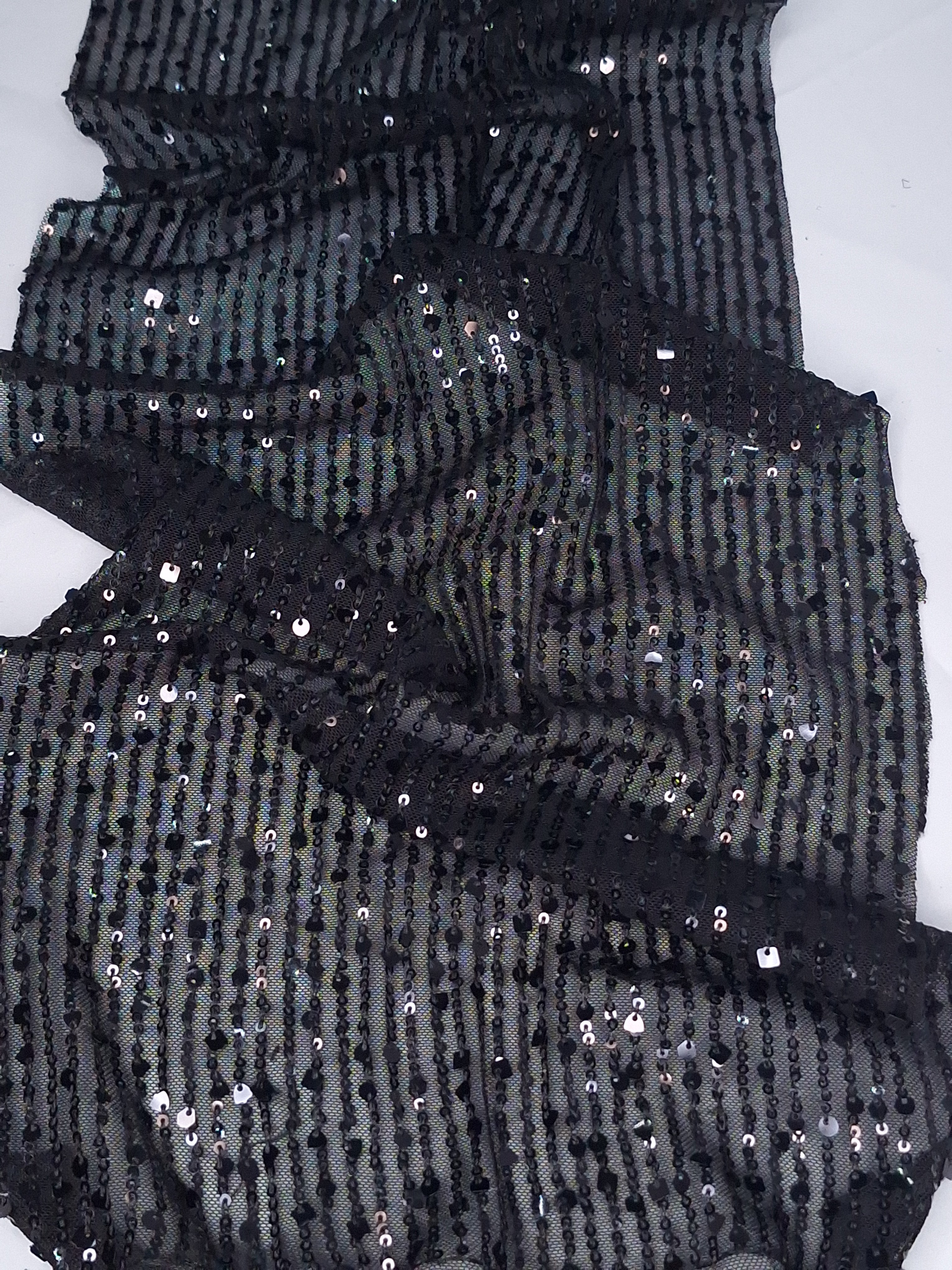 Tul bordado color negro H078, ideal para vestidos de noche de boda y de XV años