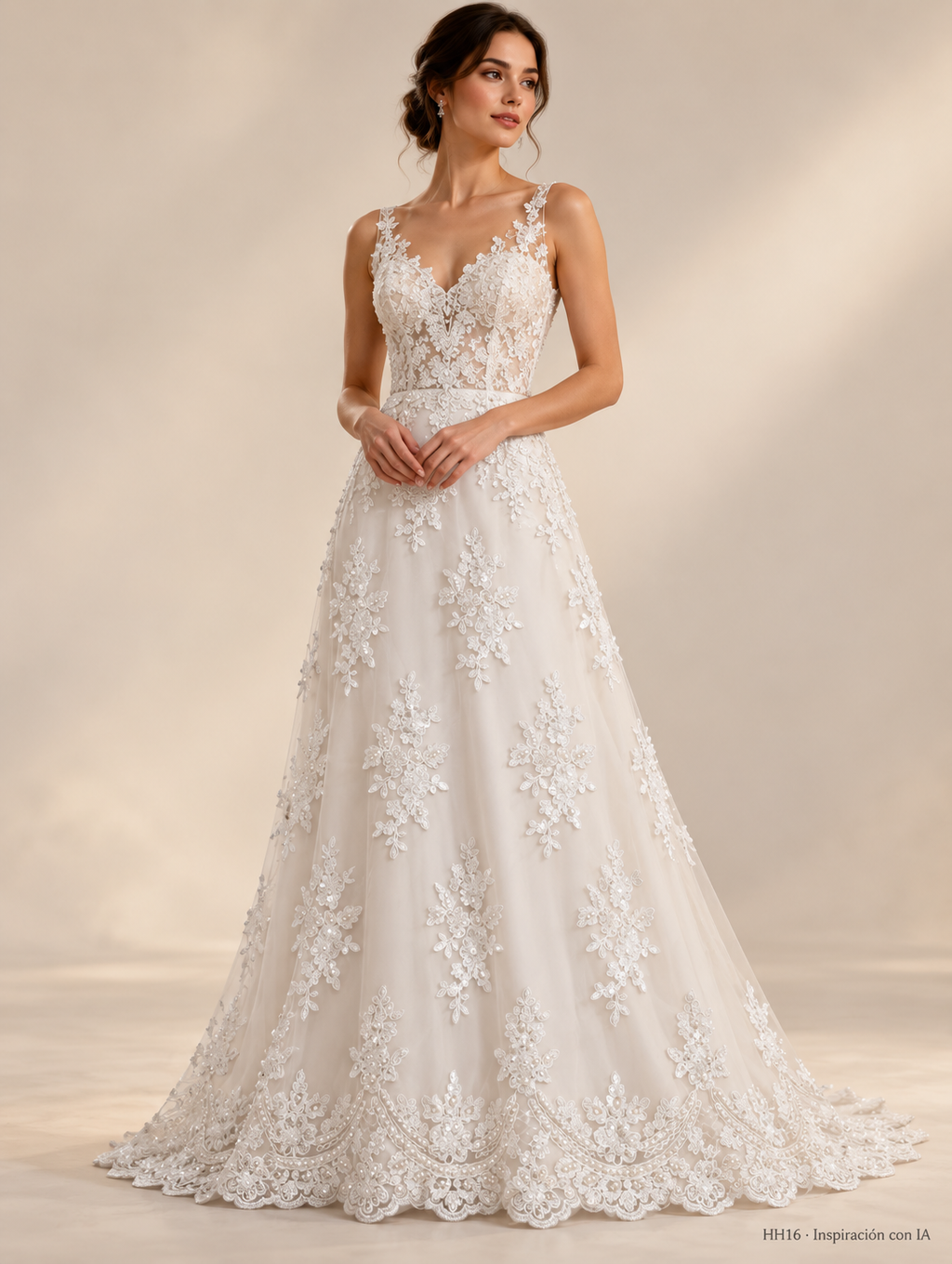 HH16 BLANCO: vestido de inspiración generado con IA a partir de la tela. Se vende tela por metro, no el vestido.