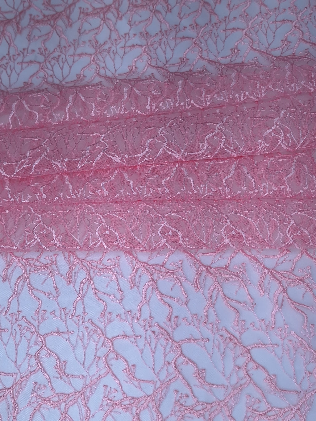 Tul Bordado Diseño Floral Con Ramajes Color Rosa -HH175 ideal para vestidos de noche de boda y de XV años