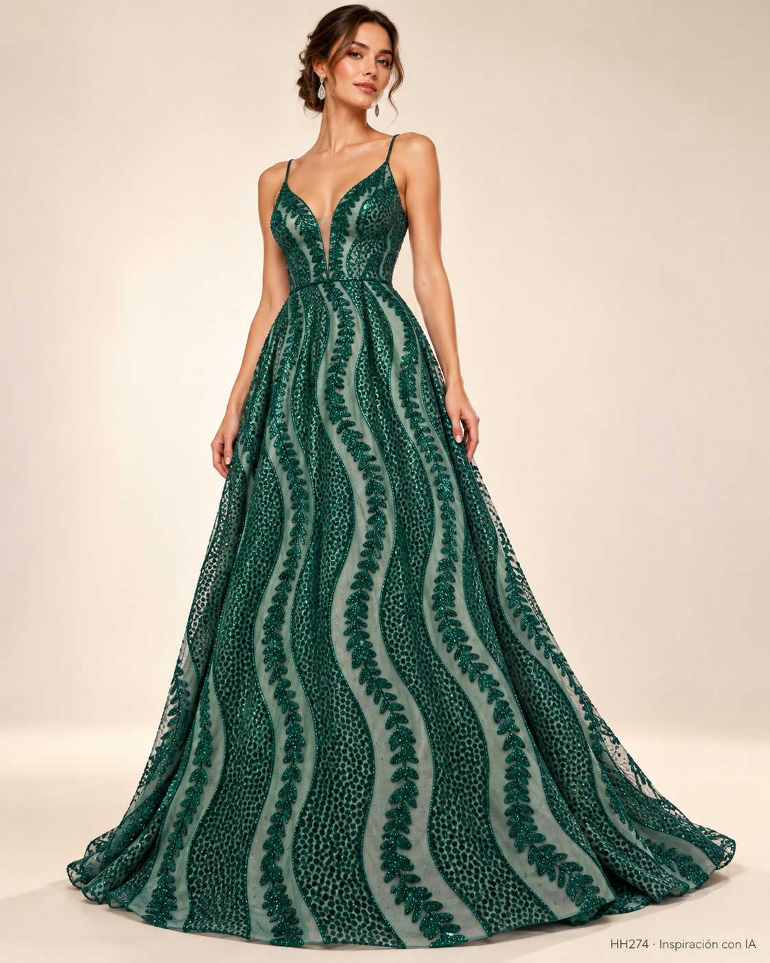 HH274: vestido de inspiración generado con IA, diseño ilustrativo basado en BOTELLA. Se vende tela por metro.