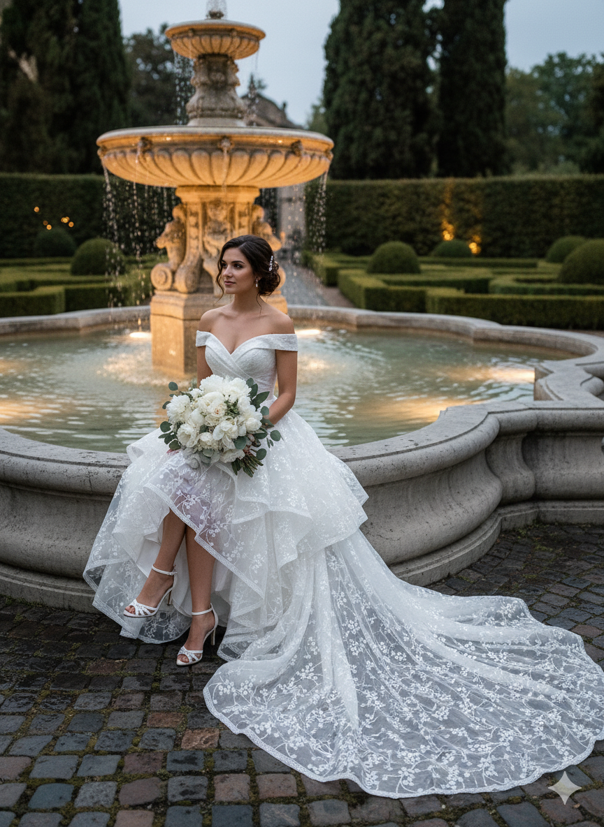 Tul bordado color blanco H105, ideal para vestidos de noche de boda y de XV años