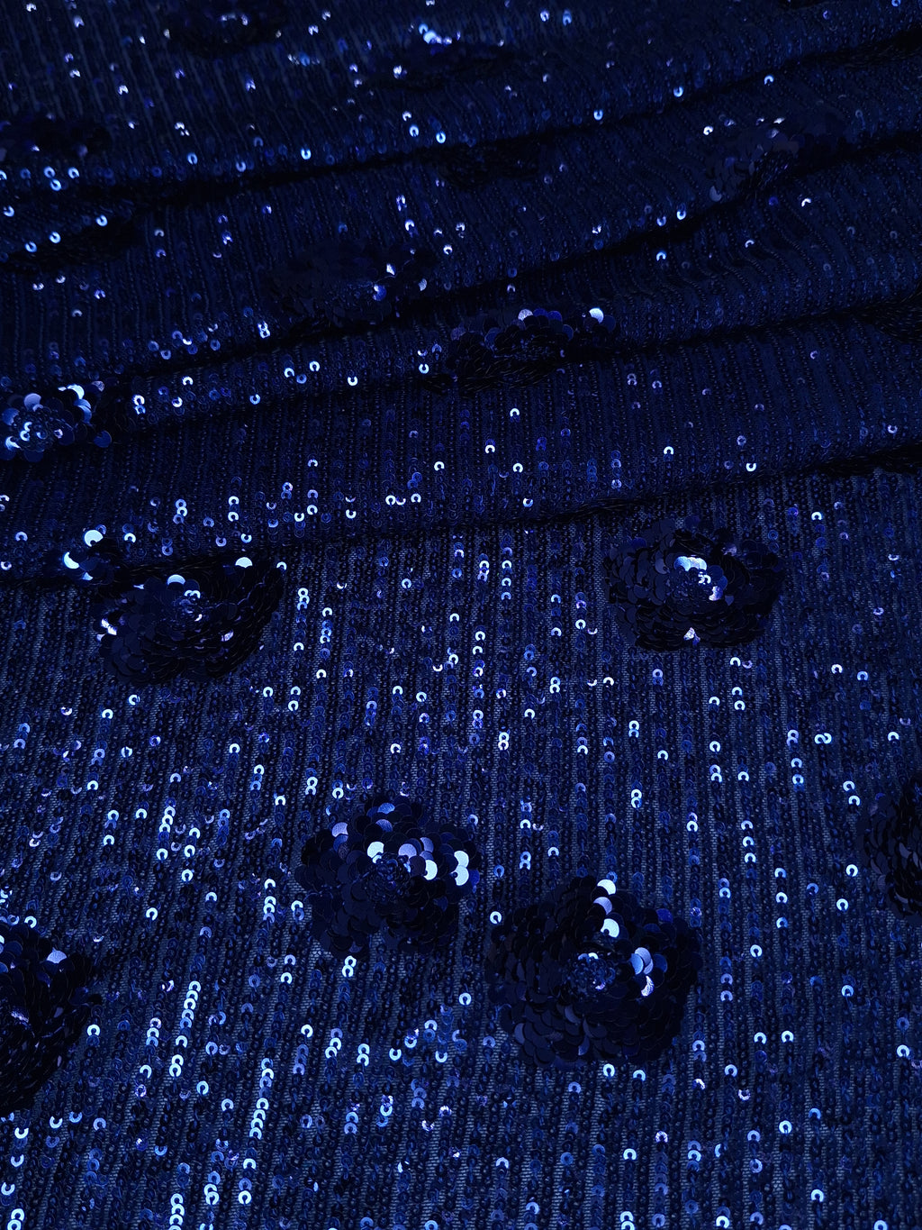Tul Bordado Diseño Floral Con Lentejuela Color Azul Marino -HH179 ideal para vestidos de noche de boda y de XV años