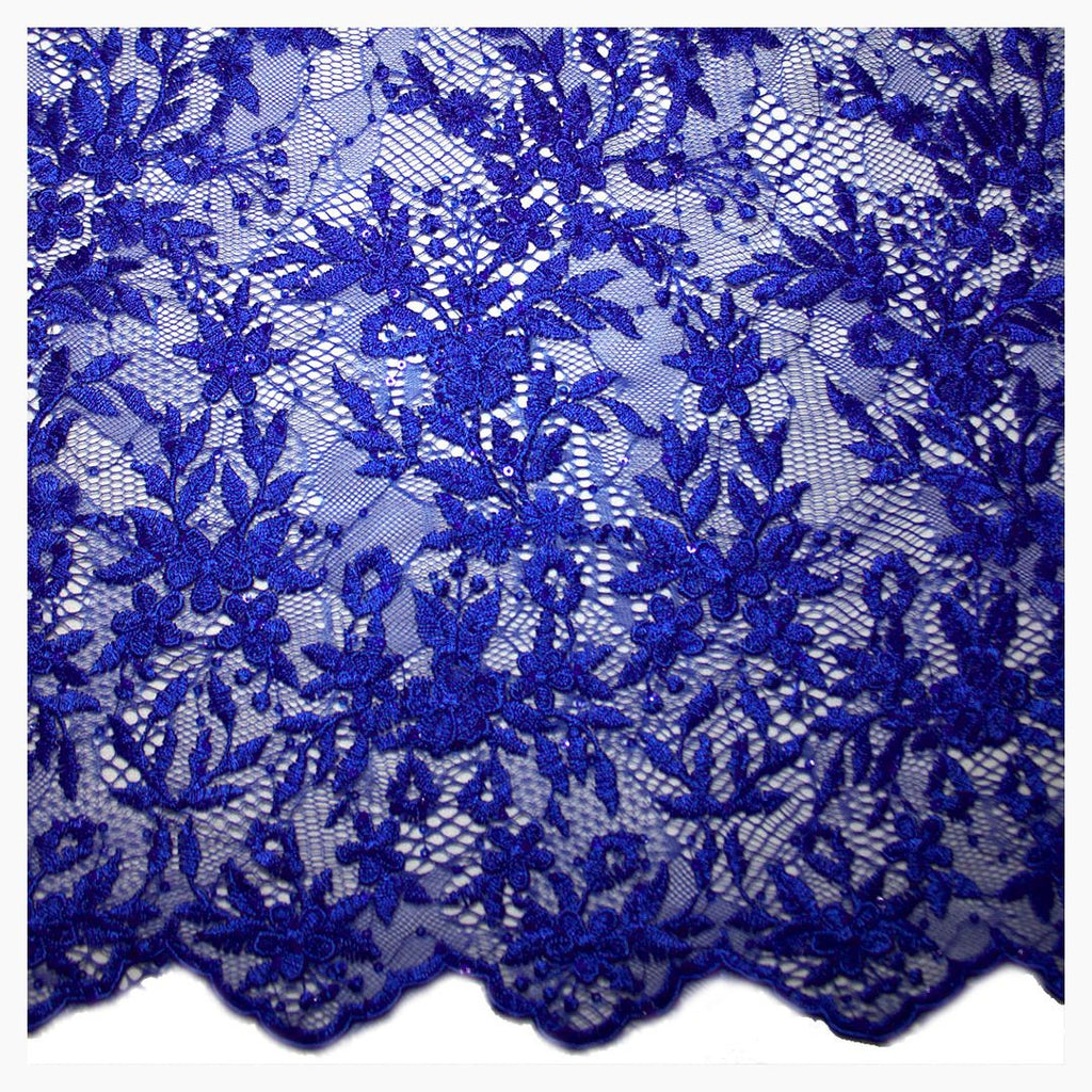 Tul bordado color rey A795, ideal para vestidos de noche de boda y de XV años