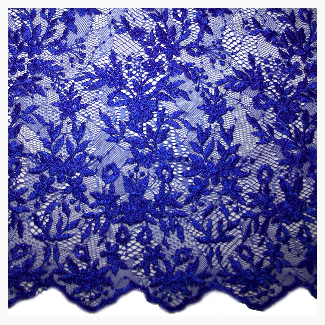 Tul bordado color rey A795, ideal para vestidos de noche de boda y de XV años