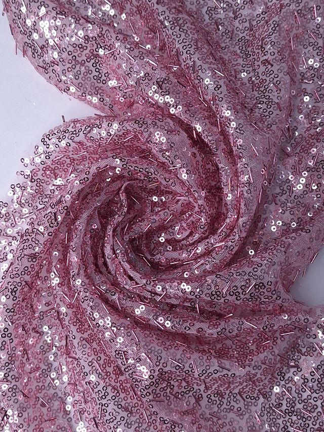 Tul bordado color rosa H093, ideal para vestidos de noche de boda y de xv años