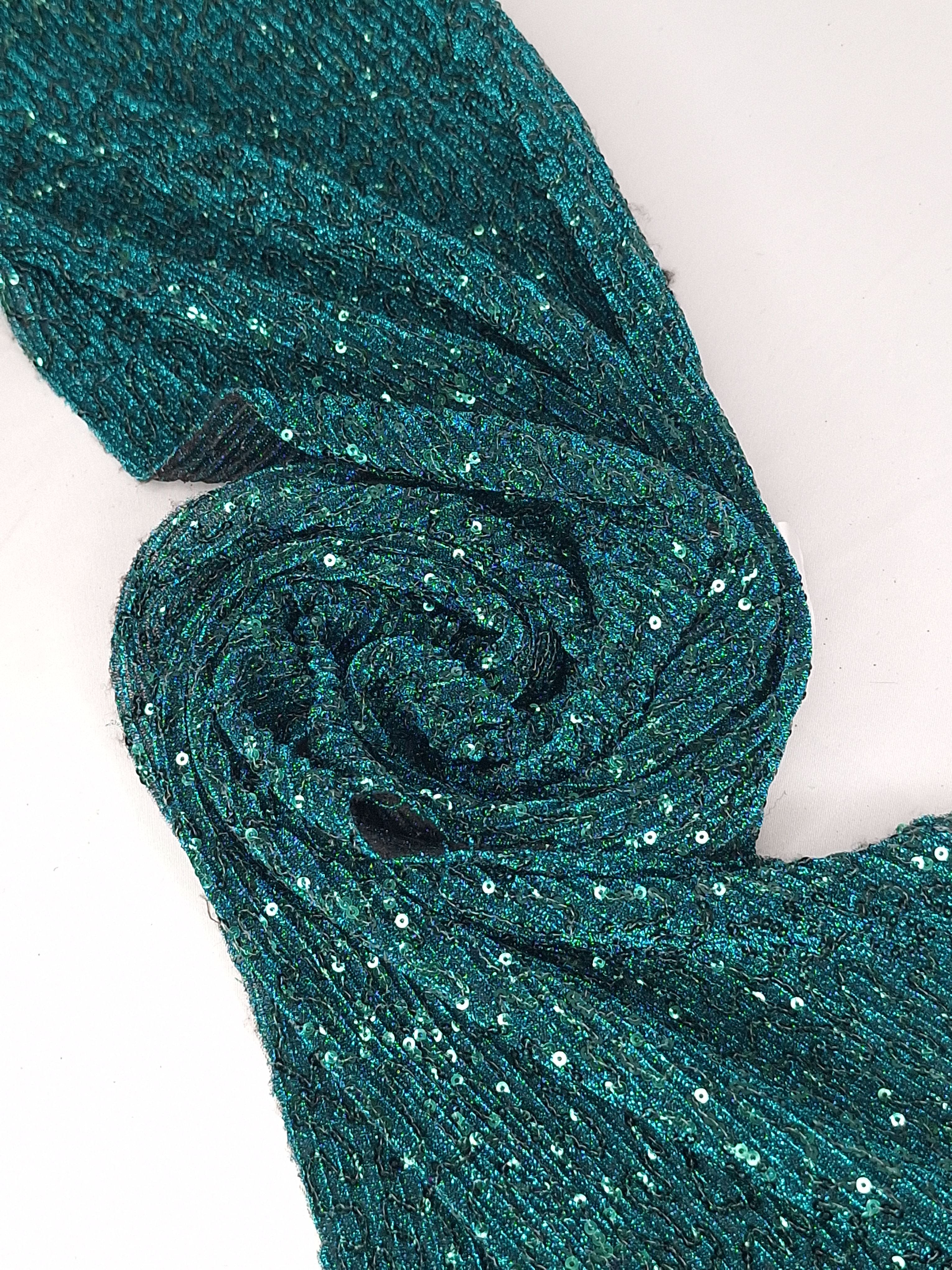 Tul bordado color jade A978, ideal para vestidos de noche de boda y de XV años