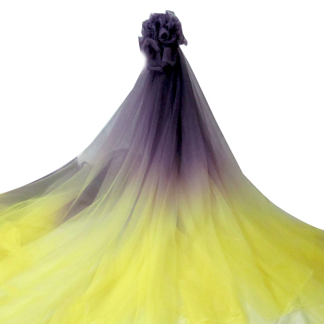 Tul bordado color amarillo morado A625, ideal para vestidos de noche de boda y de XV años