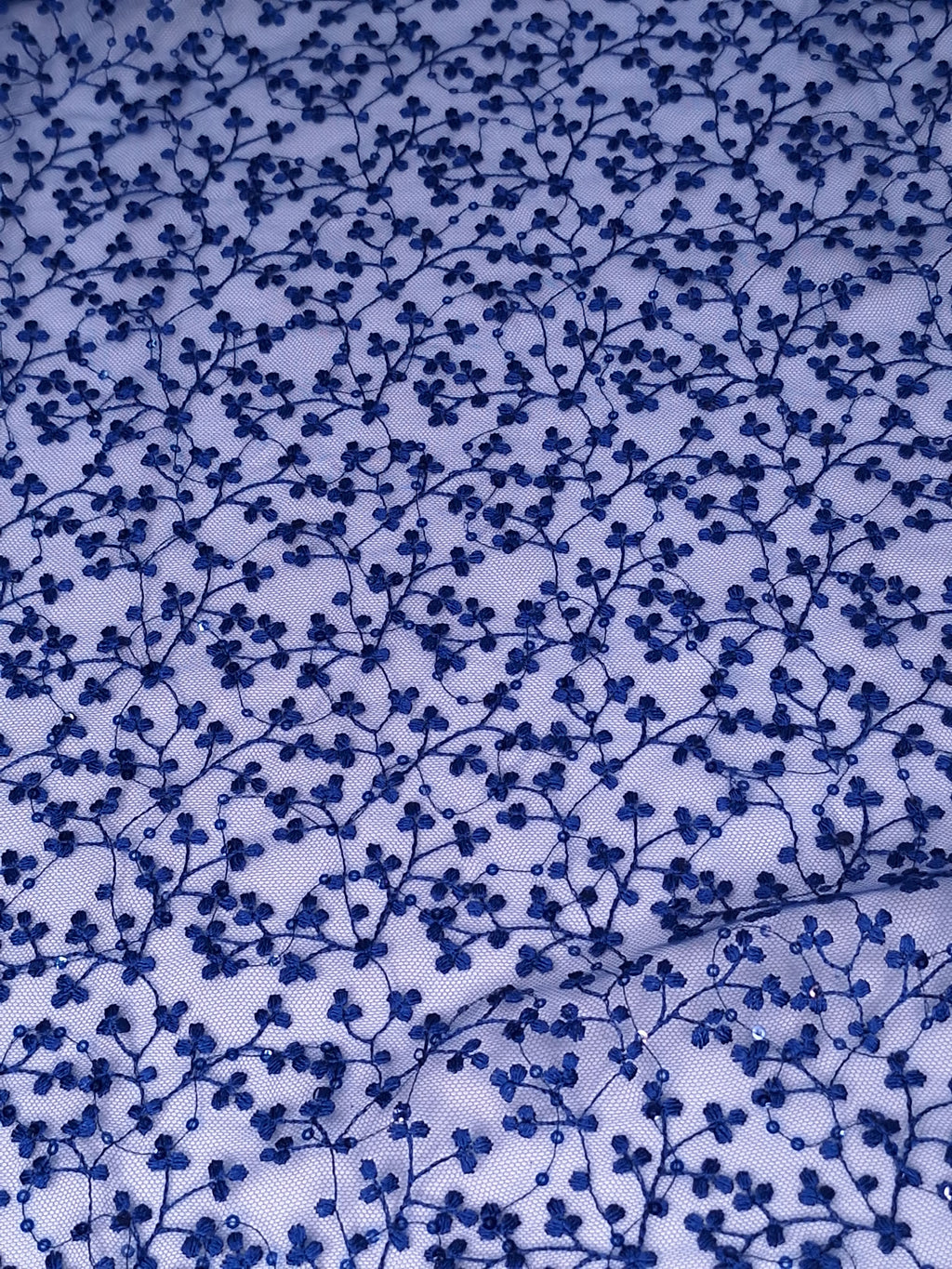 Tul bordado color azul marino H082, ideal para vestidos de noche de boda y de XV años