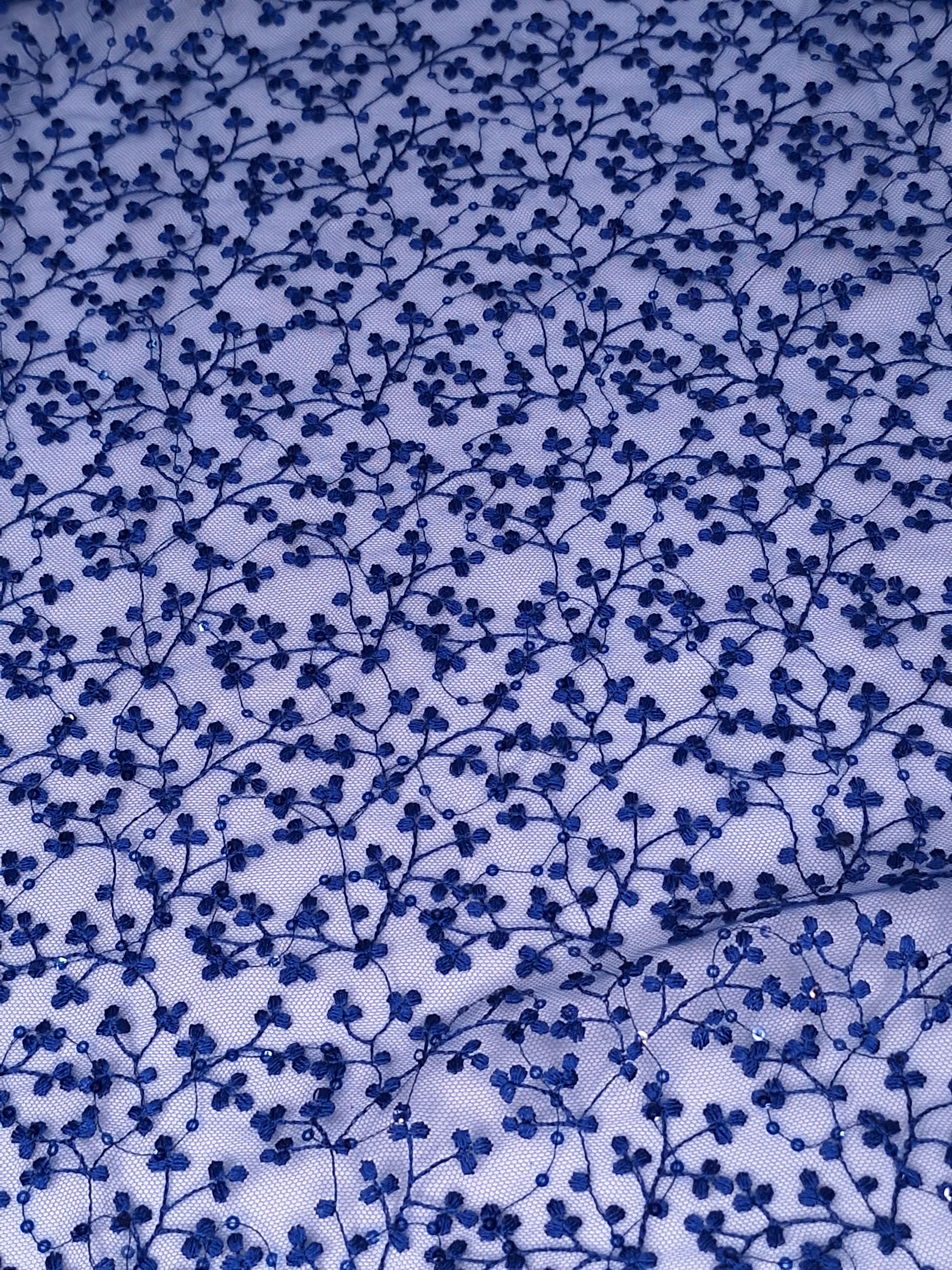 Tul bordado color azul marino H082, ideal para vestidos de noche de boda y de XV años