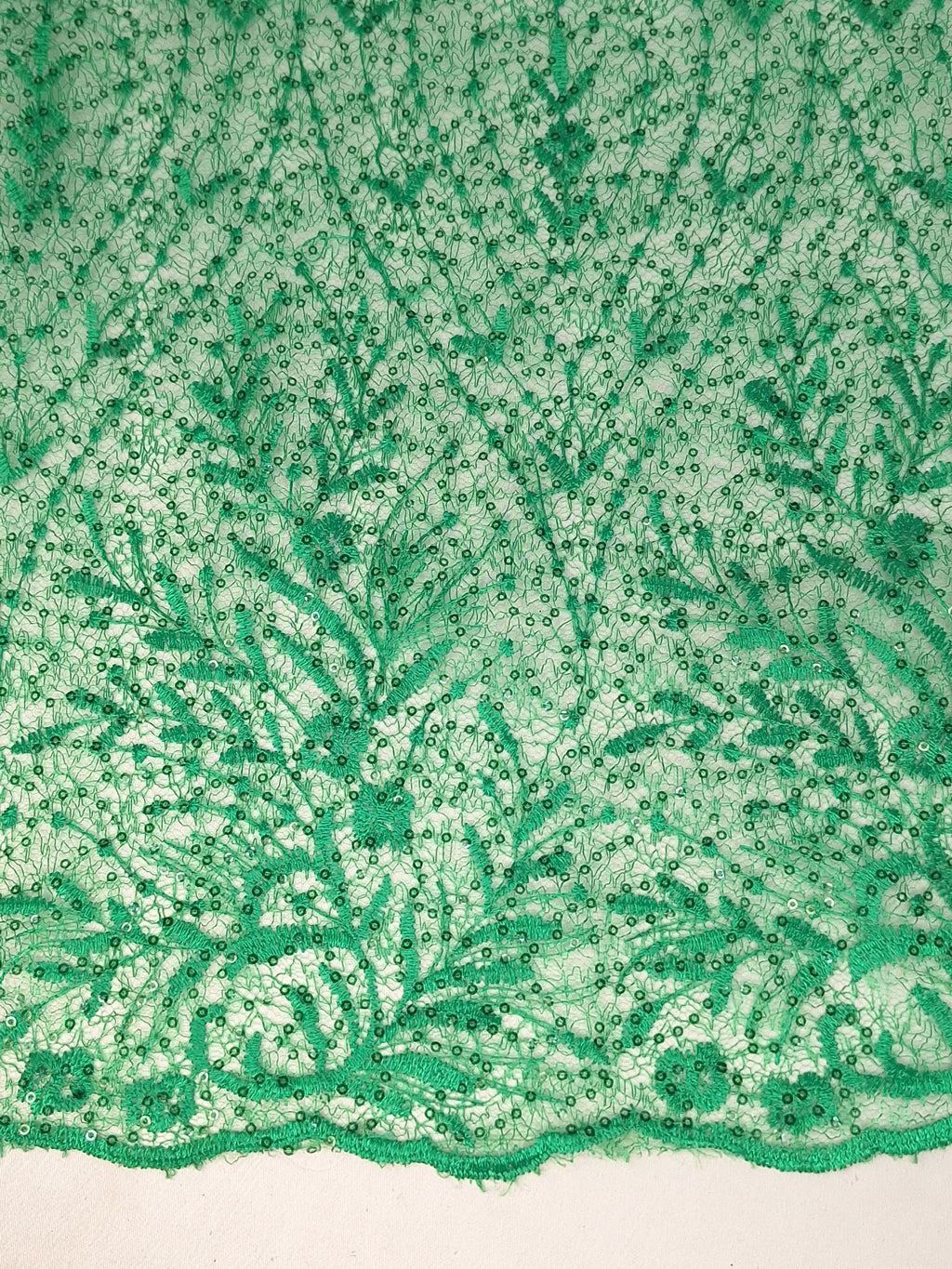 Tul bordado color esmeralda A845, ideal para vestidos de noche de boda y de XV años