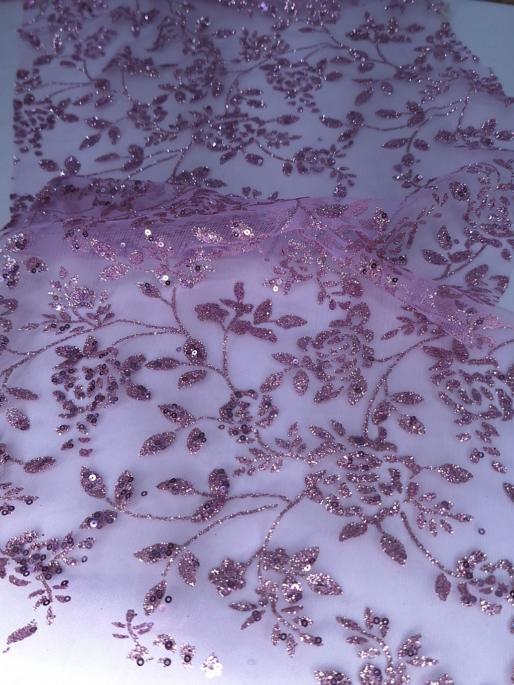 Tul bordado color Mauve H037, ideal para vestidos de noche de boda y de XV años