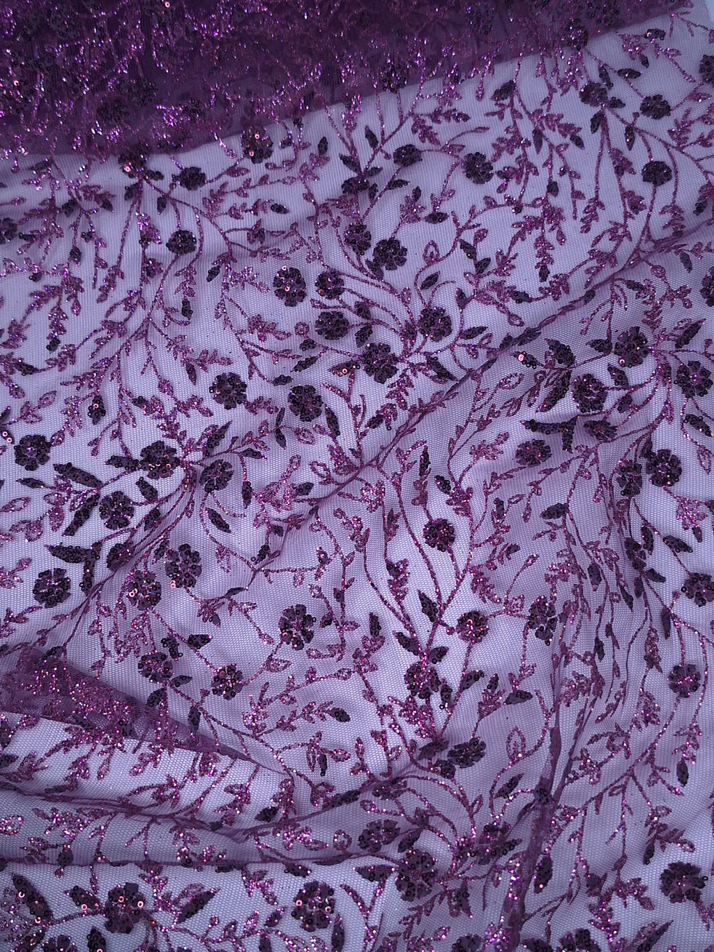 Tul bordado color lila morado H036, ideal para vestidos de noche de boda y de XV años