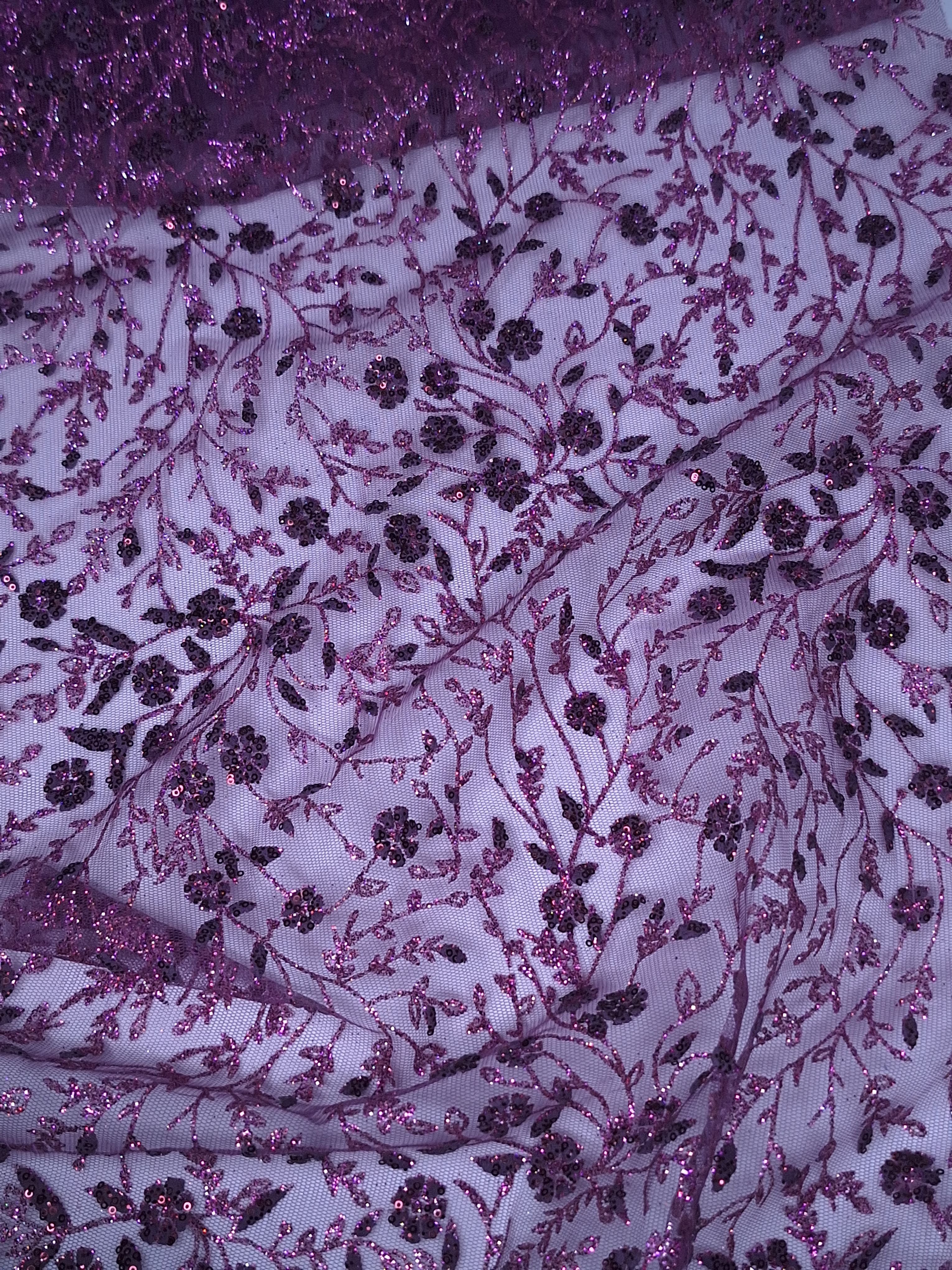 Tul bordado color lila morado H036, ideal para vestidos de noche de boda y de XV años