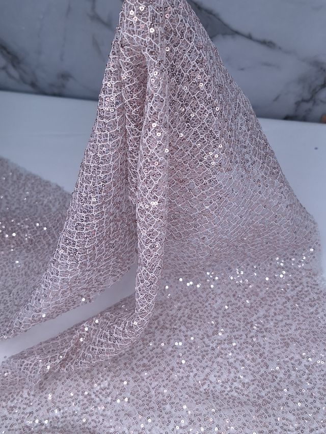 Tul bordado color palo de rosa A830, ideal para vestidos de noche de boda y de XV años