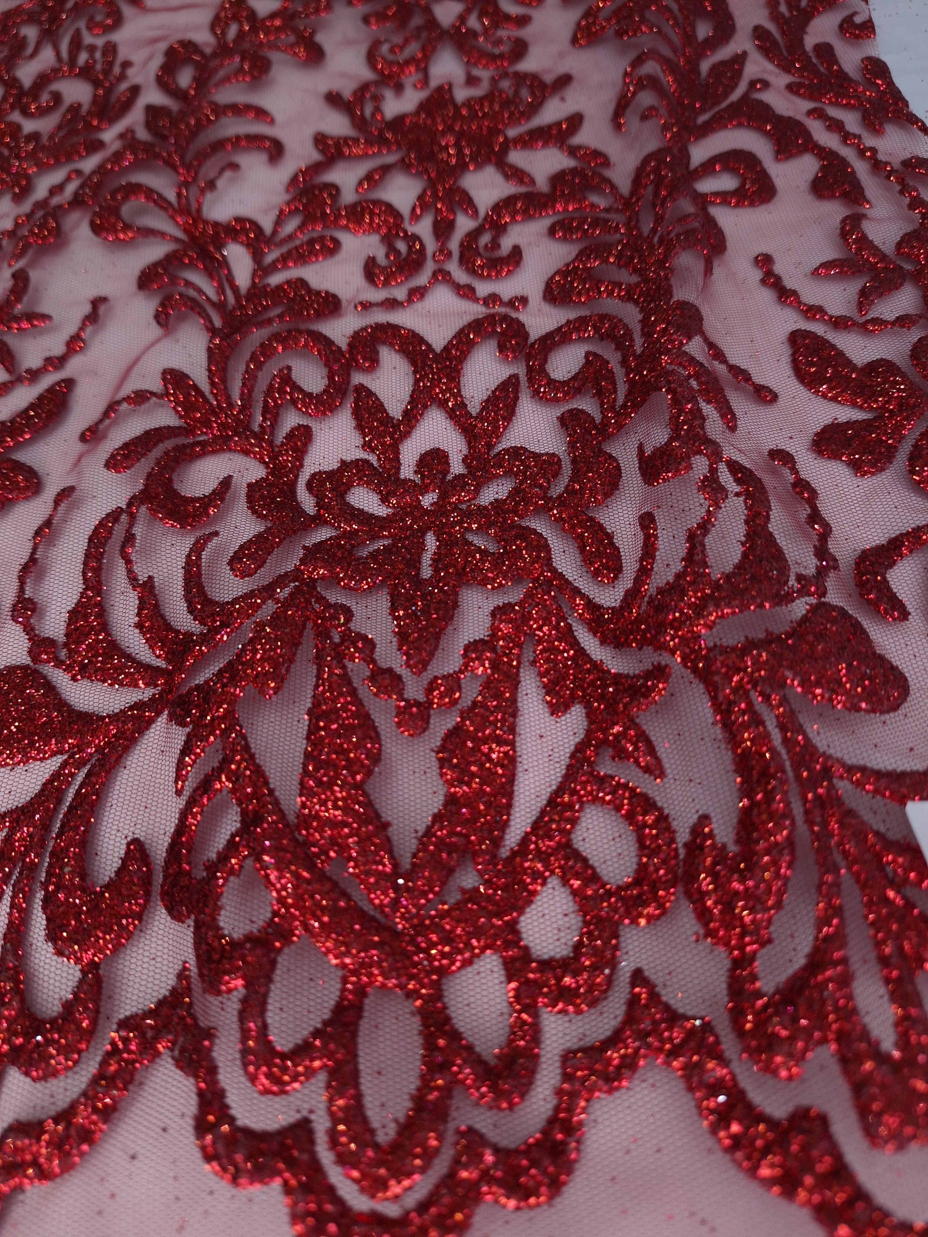 Tul bordado color vino H253, ideal para vestidos de noche de boda y de XV años