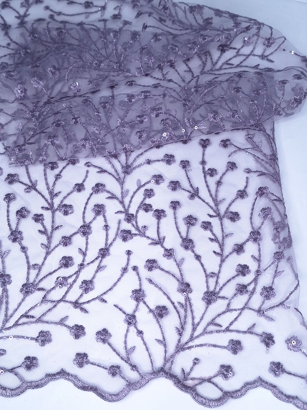 Tul bordado color malva H080, ideal para vestidos de noche de boda y de XV años