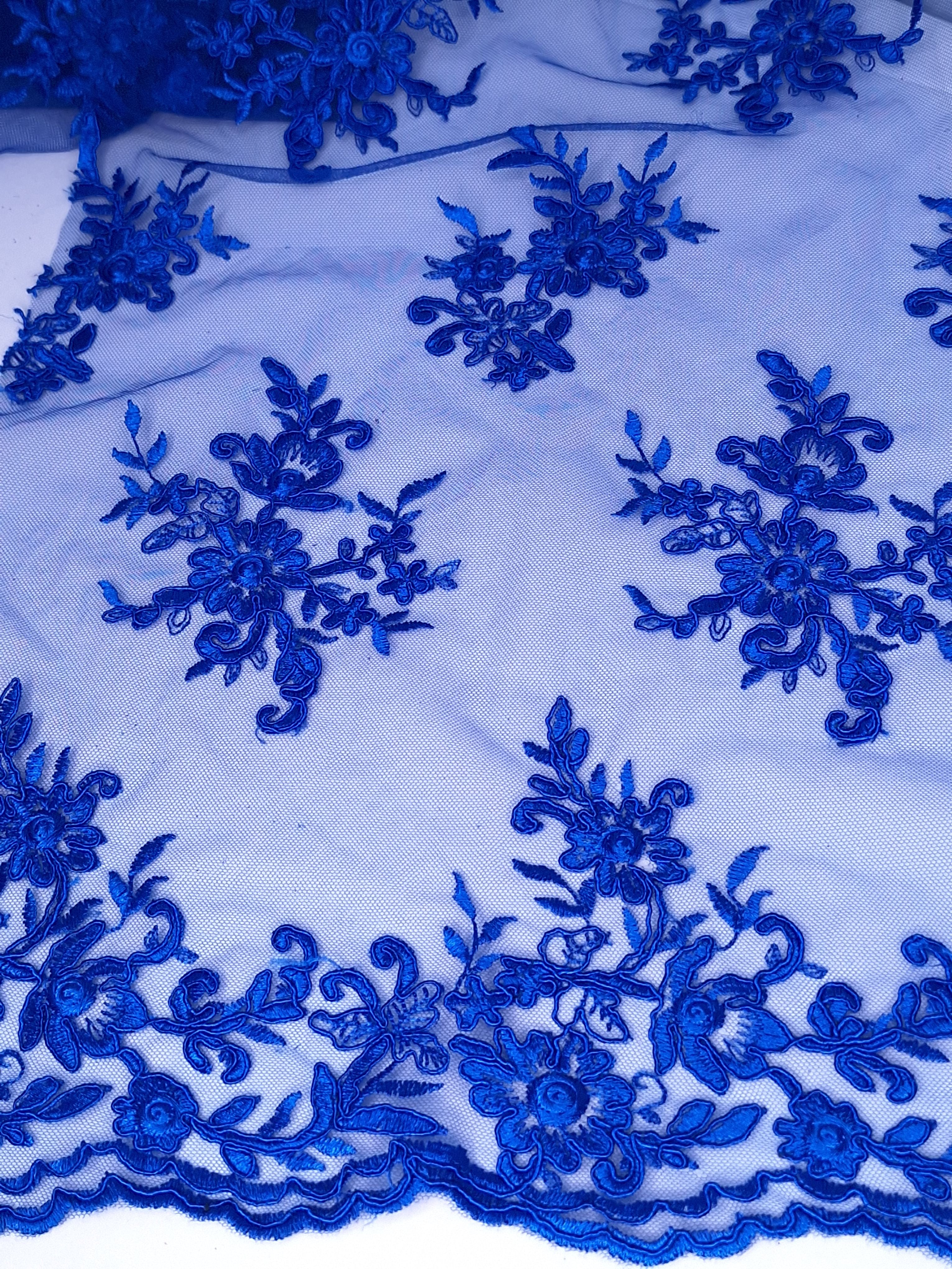 Tul bordado color azul rey A926, ideal para vestidos de noche de boda y de ceremonia y de XV años